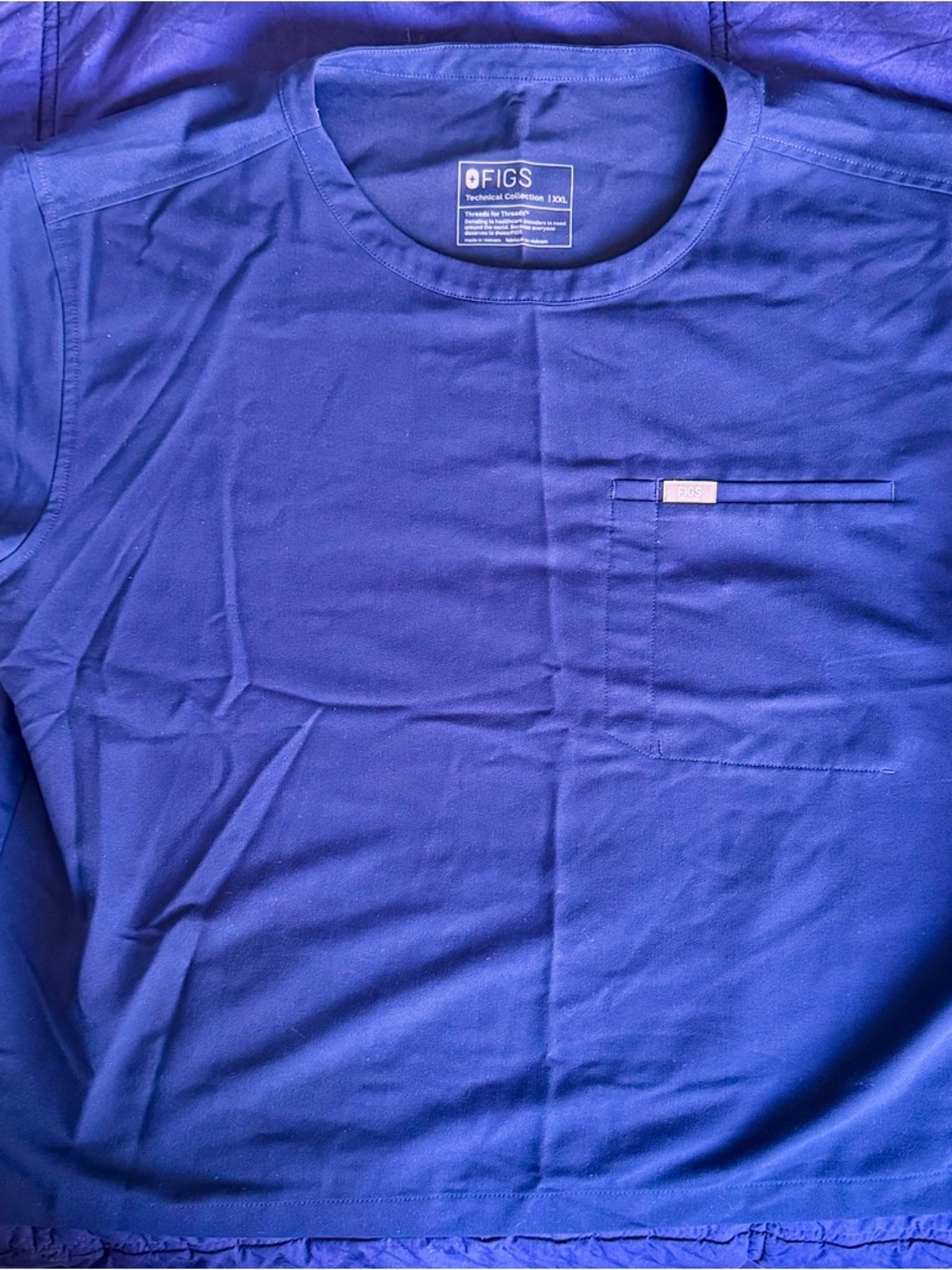 FIGS Technical Collection Navy Blue Crew Neck Short Sleeve Top